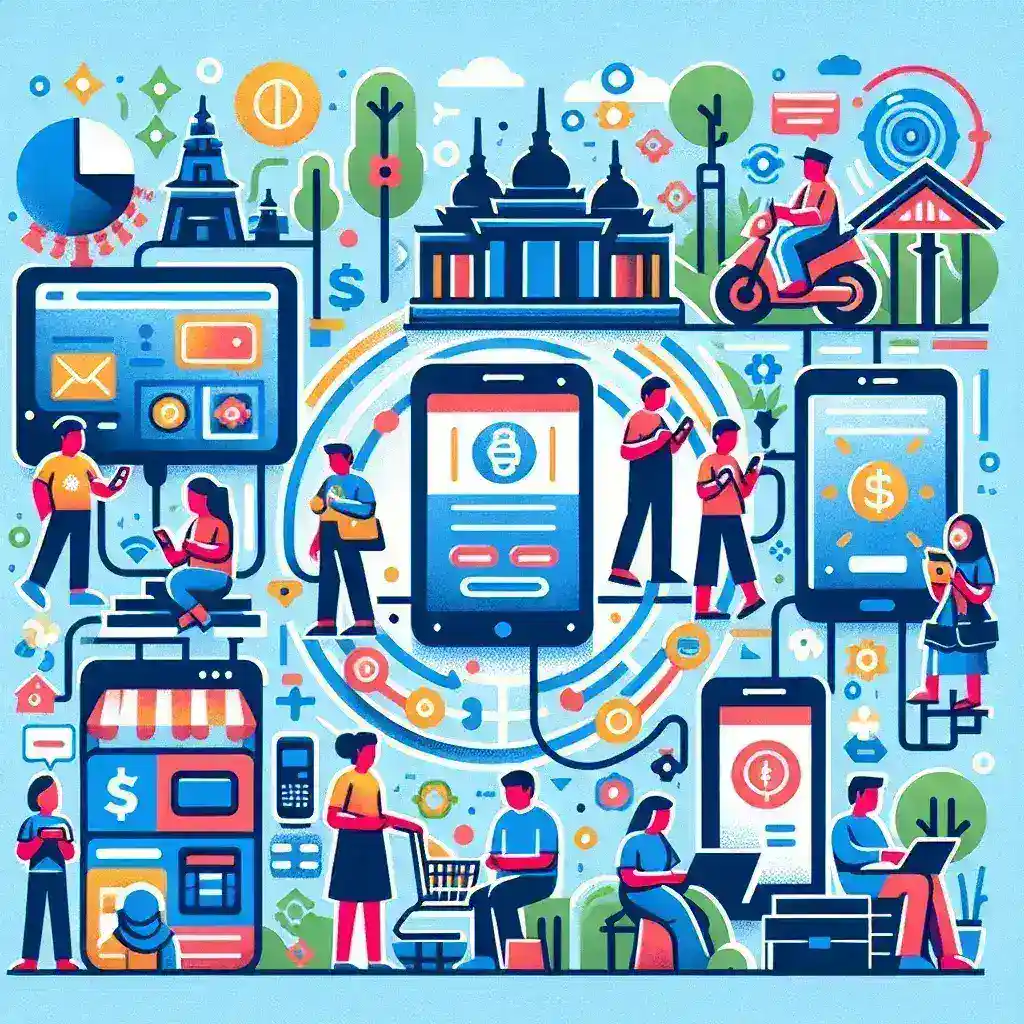 "Infographic showcasing the growth trends of online payment systems in Indonesia, highlighting popular platforms, user demographics, and transaction statistics."